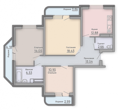 3-����.�������� 78,84 ��.�. �� ���� 2 840 000 ������